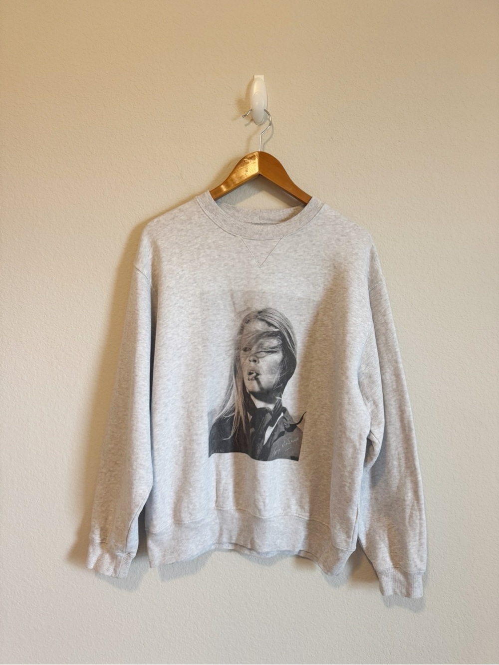 Anine Bing Ramona Brigitte Bardot Grey Crewneck Sweatshirt Size Large